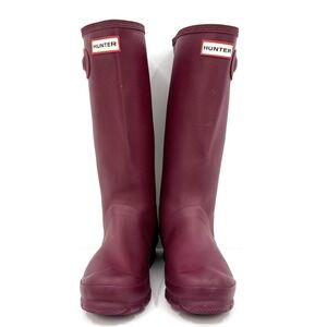 Hunter Original Kids Tall Rain Boots Burgundy EU 36 US 5 Girl Youth Waterproof